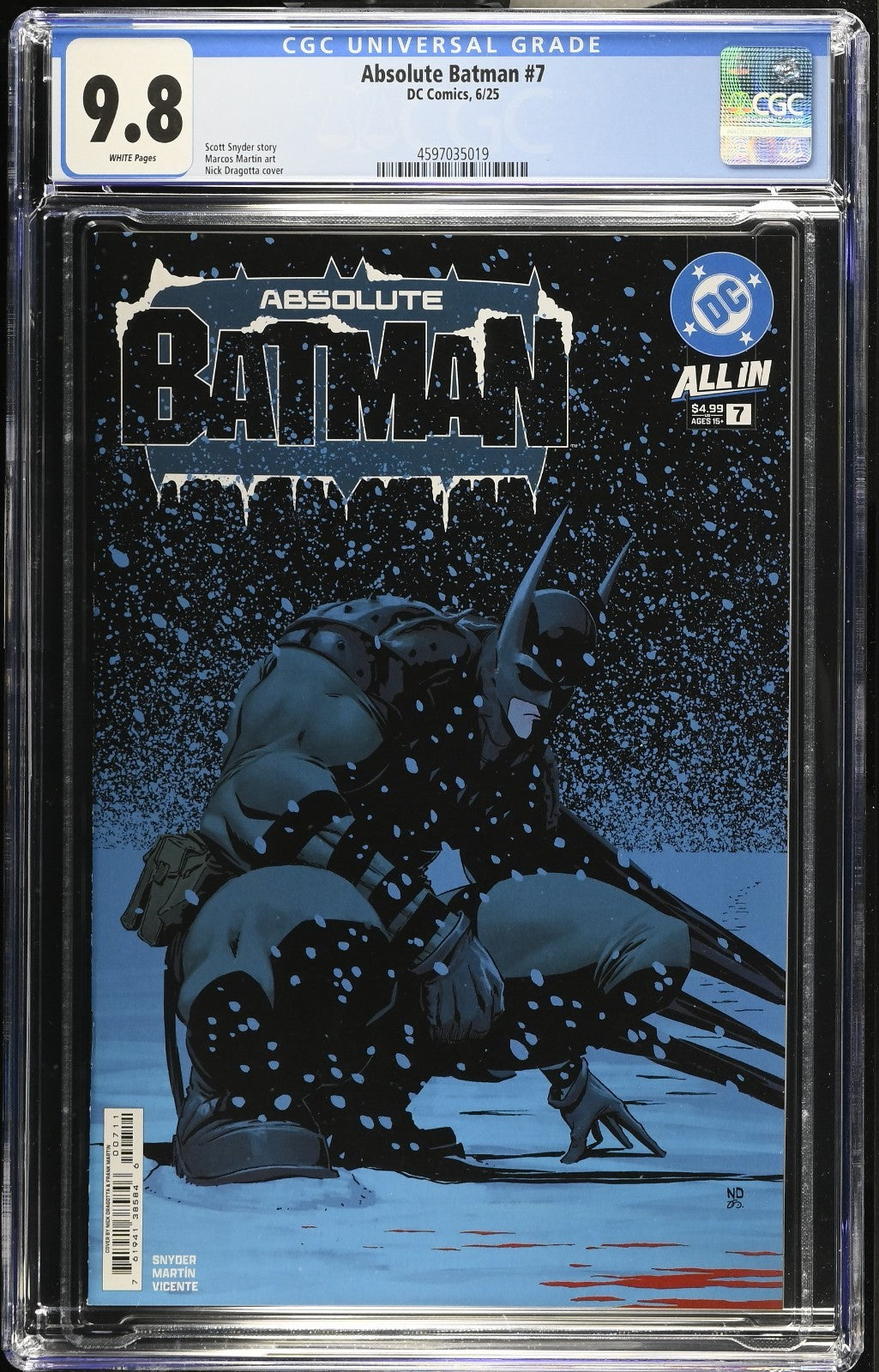 Absolute Batman #7 CGC 9.8 Nick Dragotta Cover A Mr Freeze DC Comics 2025