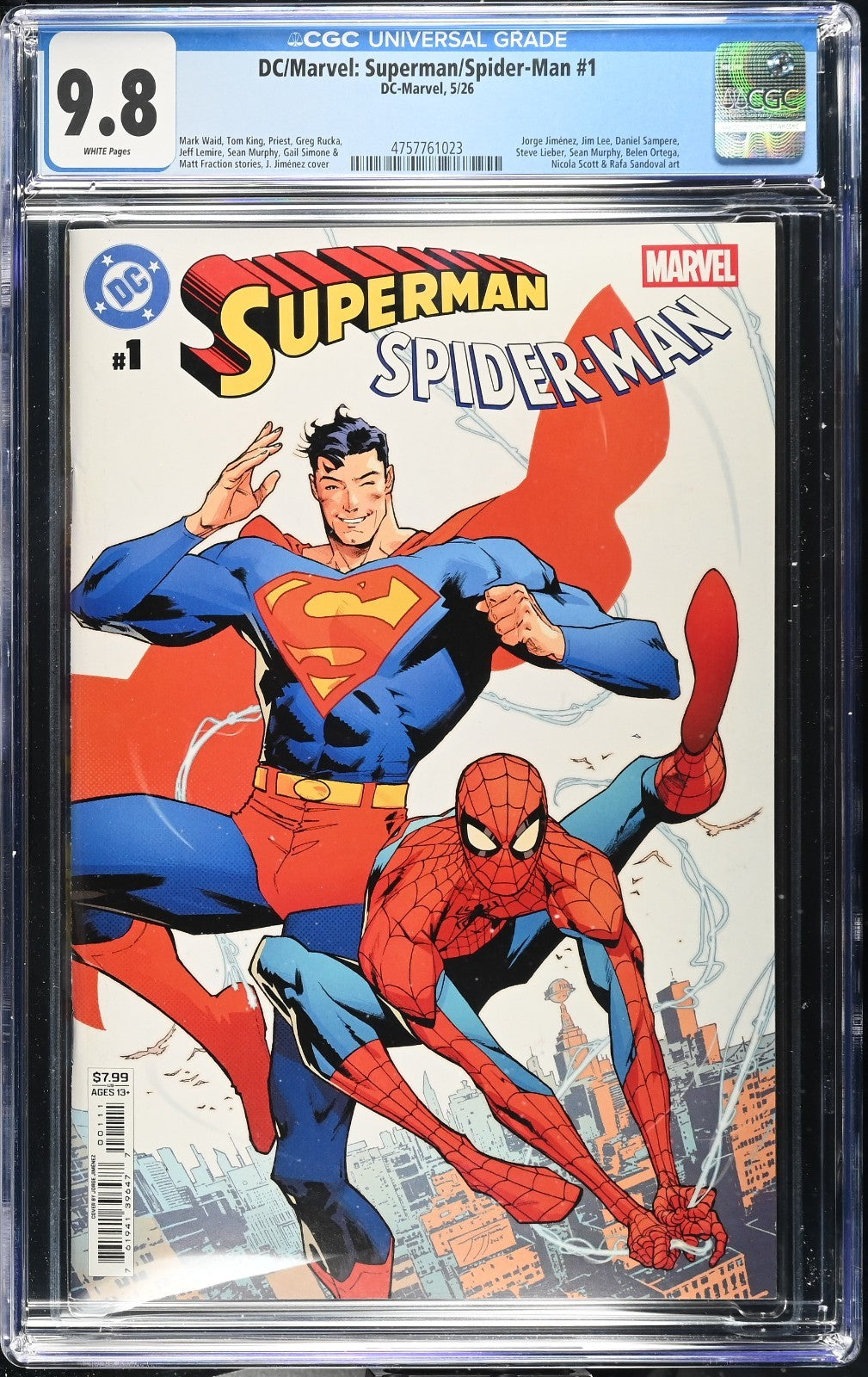 DC Marvel Superman Spider-Man #1 CGC 9.8 Jorge Jimenez Cover A Variant 2026