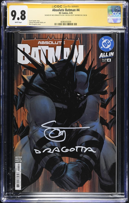 Absolute Batman #4 CGC 9.8 SS Signed by Dragotta & Snyder 1st Print Cover A 2025