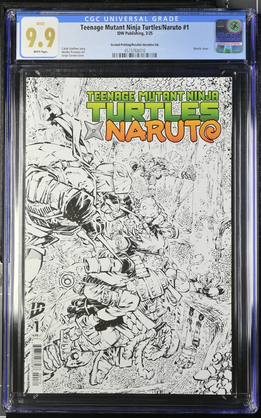 Teenage Mutant Ninja Turtles X Naruto #1 CGC 9.9 1:10 2nd Print Variant 9.8 2025