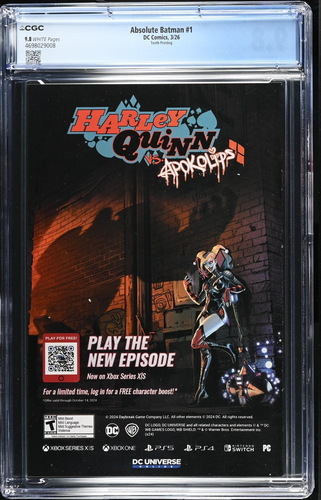 Absolute Batman #1 CGC 9.8 10th Print Cover A Dragotta Variant DC Comics 2026