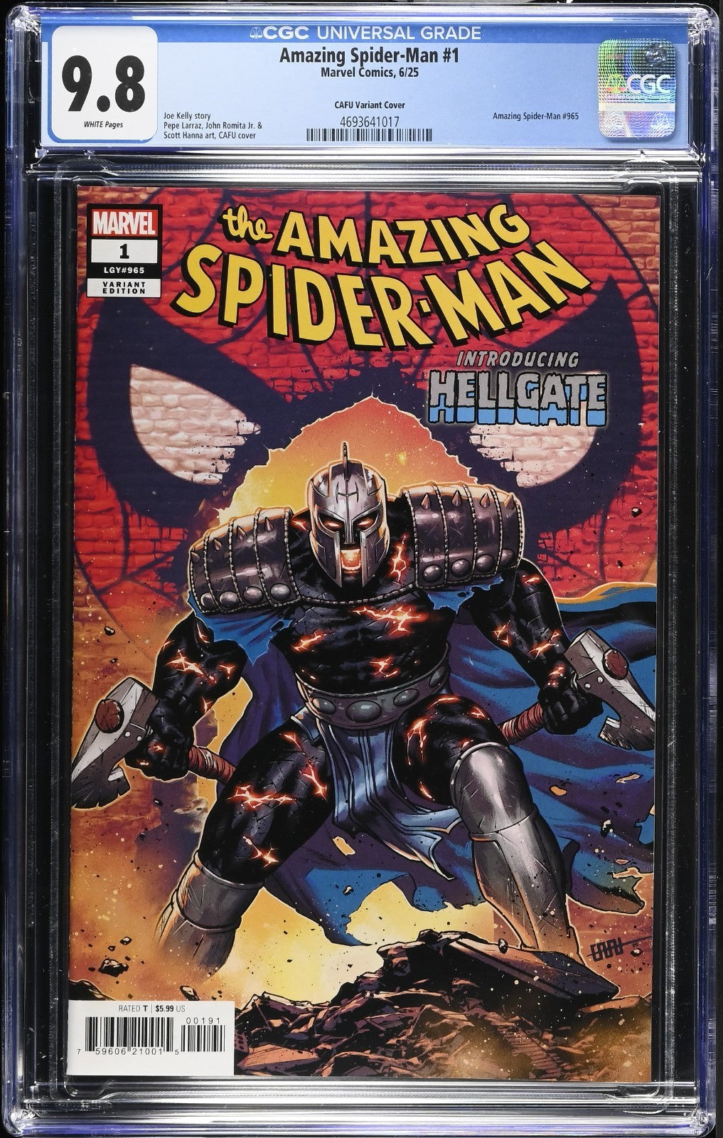 Amazing Spider-man #1 CGC 9.8 Cafu Hellgate First Appearance Variant Marvel 2025