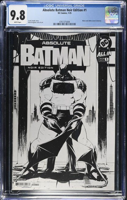 Absolute Batman Noir #1 CGC 9.8 Cover A 1st Print Nick Dragotta Snyder DC 2024