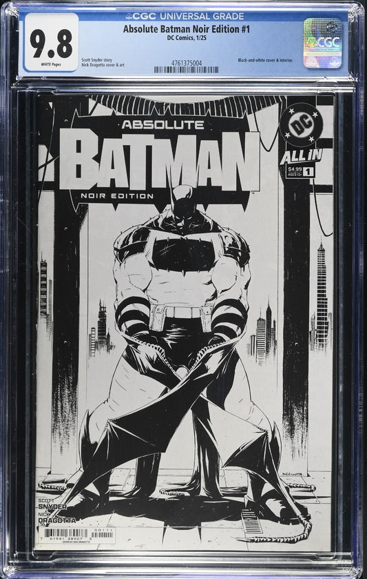 Absolute Batman Noir #1 CGC 9.8 Cover A 1st Print Nick Dragotta Snyder DC 2024