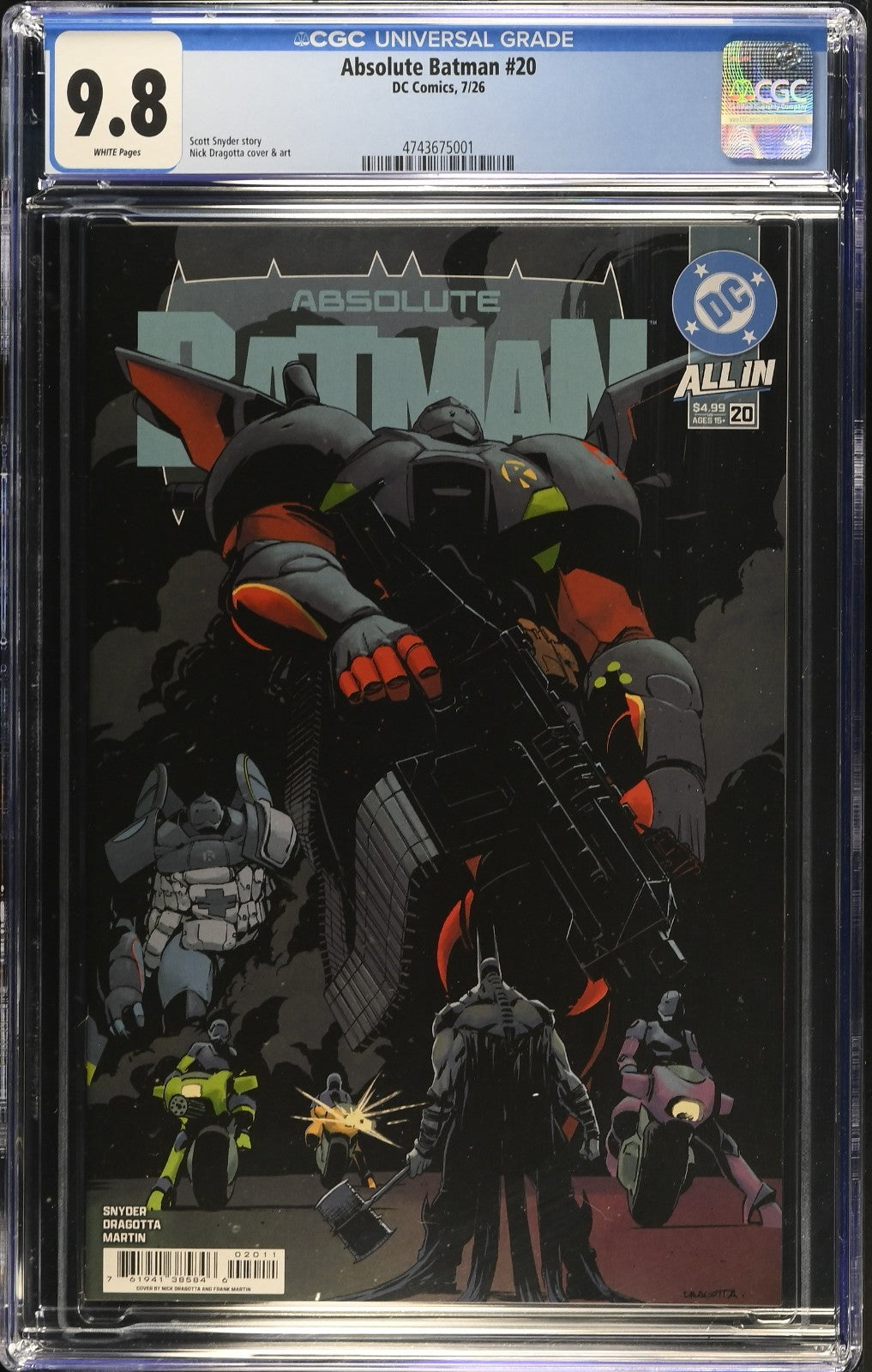 Absolute Batman #20 CGC 9.8 1st Print Cover A Nick Dragotta Robin DC 2026