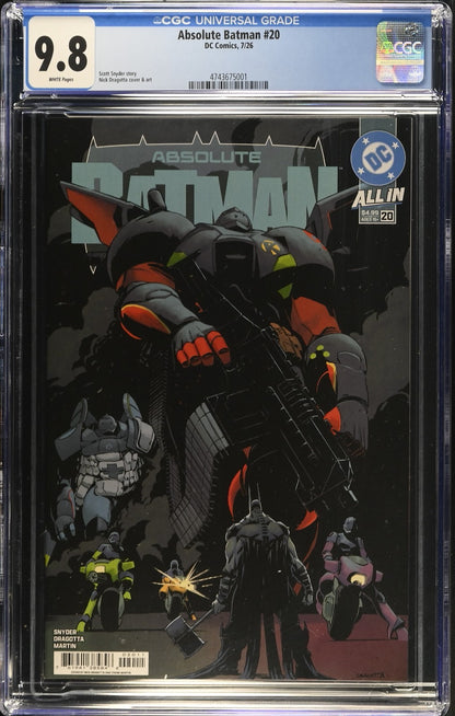 Absolute Batman #20 CGC 9.8 1st Print Cover A Nick Dragotta Robin DC 2026