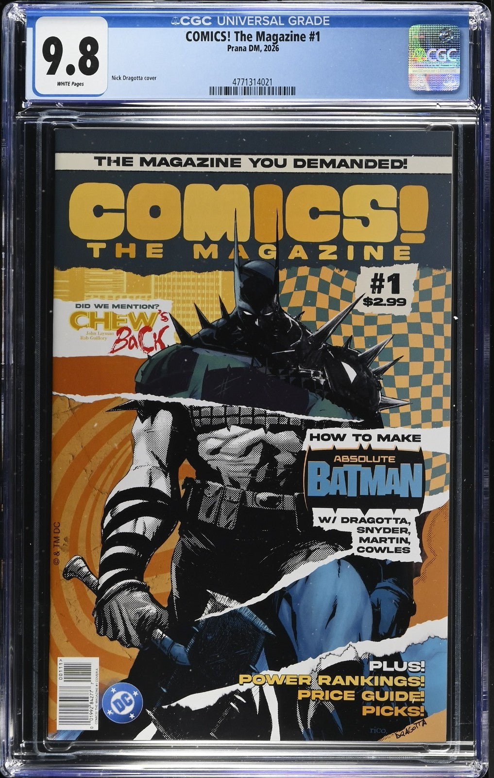 Comics The Magazine #1 CGC 9.8 Absolute Batman Cover Prana Publishers