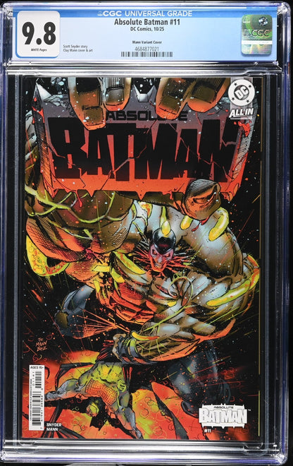 Absolute Batman #11 CGC 9.8 1:25 Clay Mann Incentive Variant DC Comics 2025