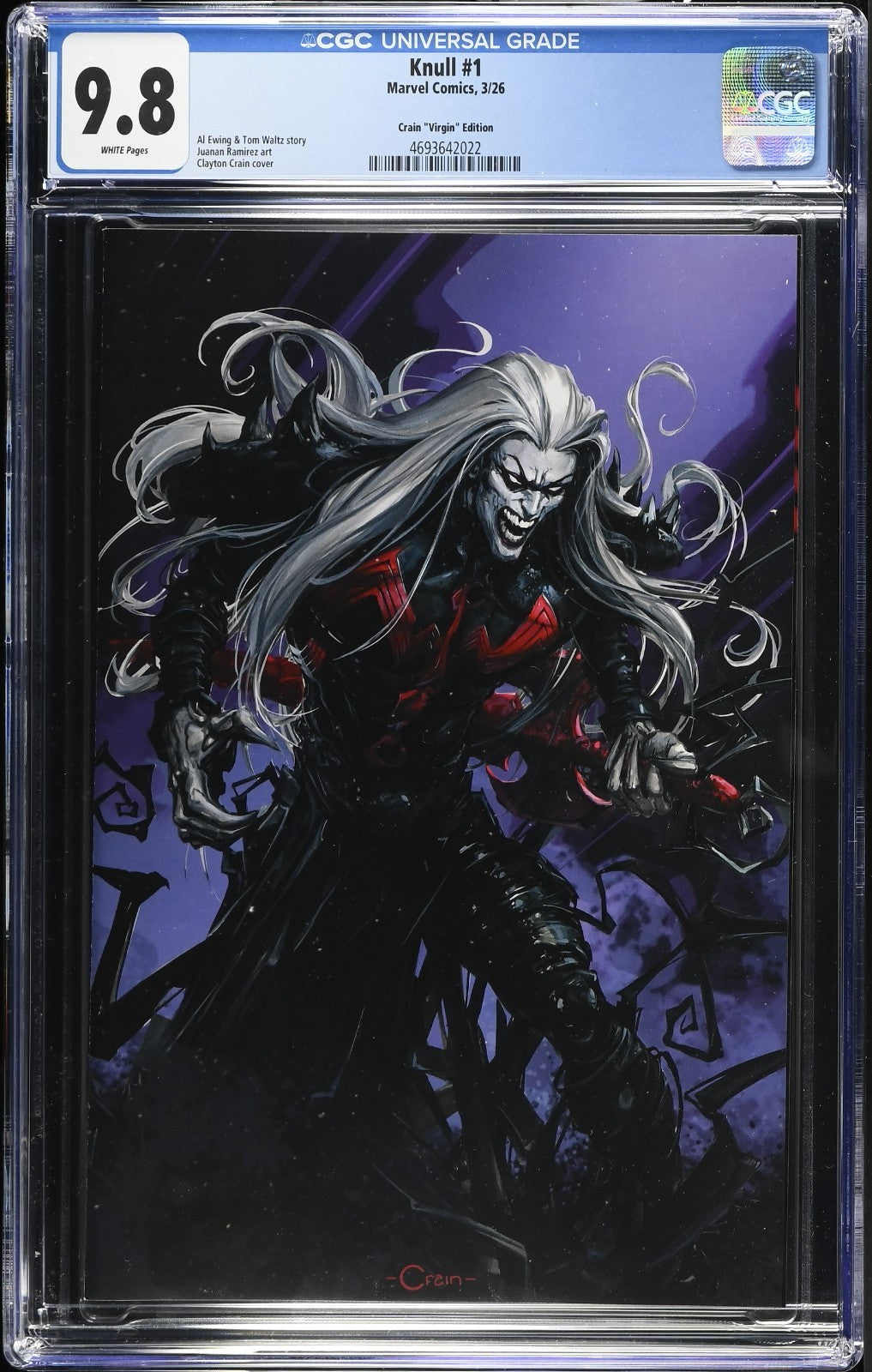 Knull #1 CGC 9.8 1:50 Clayton Crain VIRGIN Variant 1st Print Marvel Comics 2026