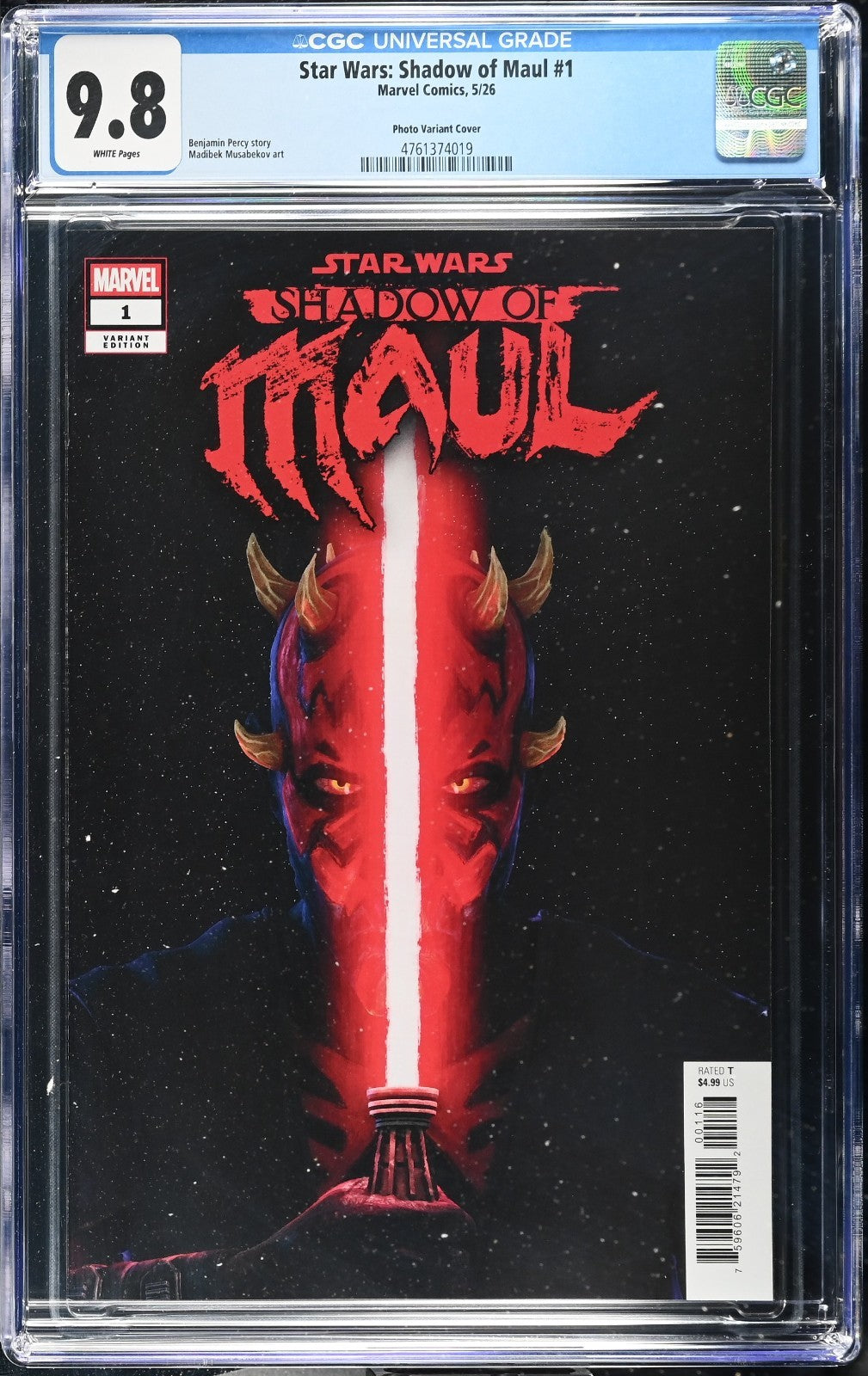 Star Wars Shadow of Maul #1 CGC 9.8 1:10 Photo Variant Disney Marvel 2026