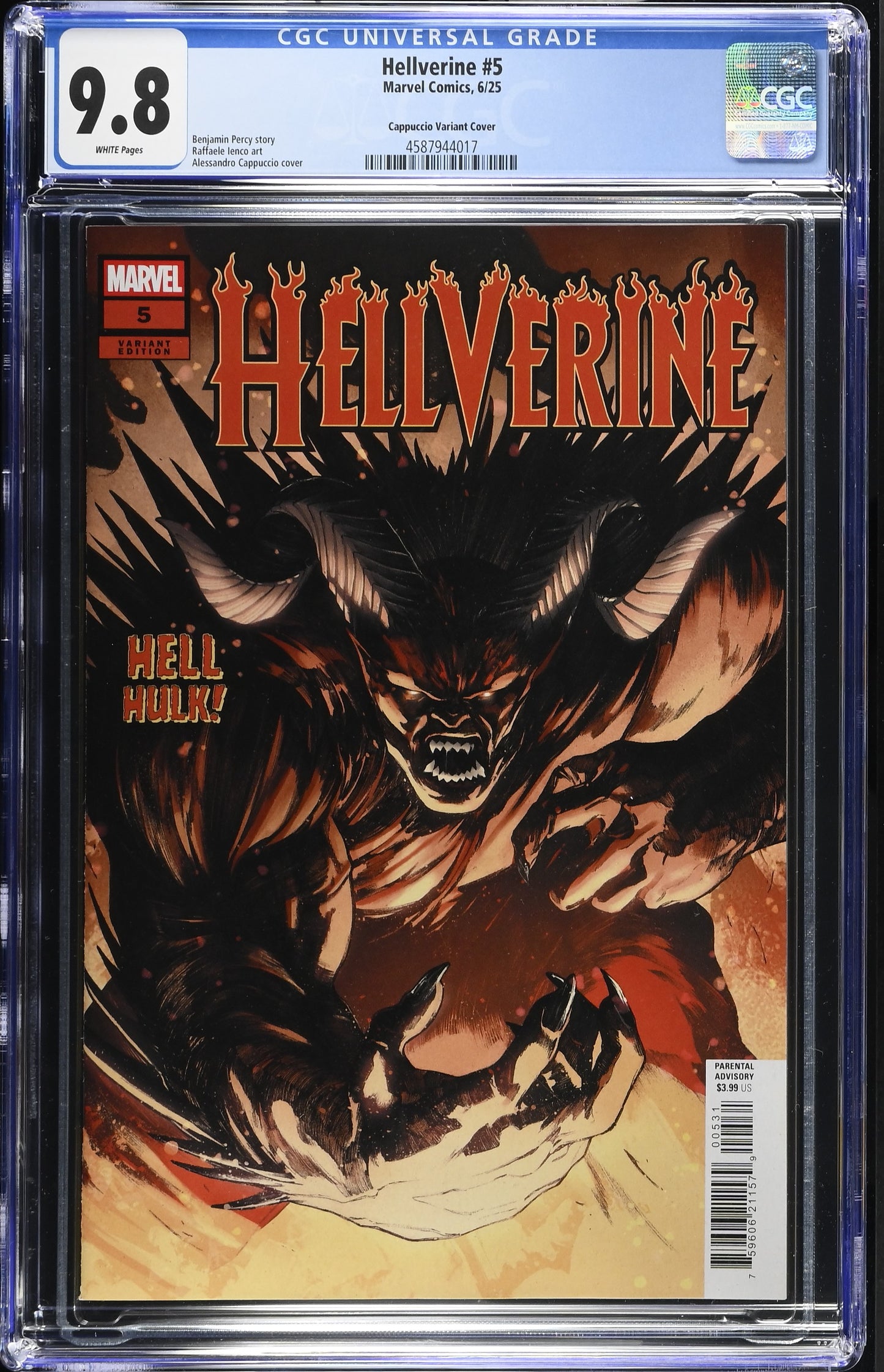 Hellverine #5 CGC 9.8 Alessandro Cappuccio Hell Hulk Spoiler Variant Marvel 2025
