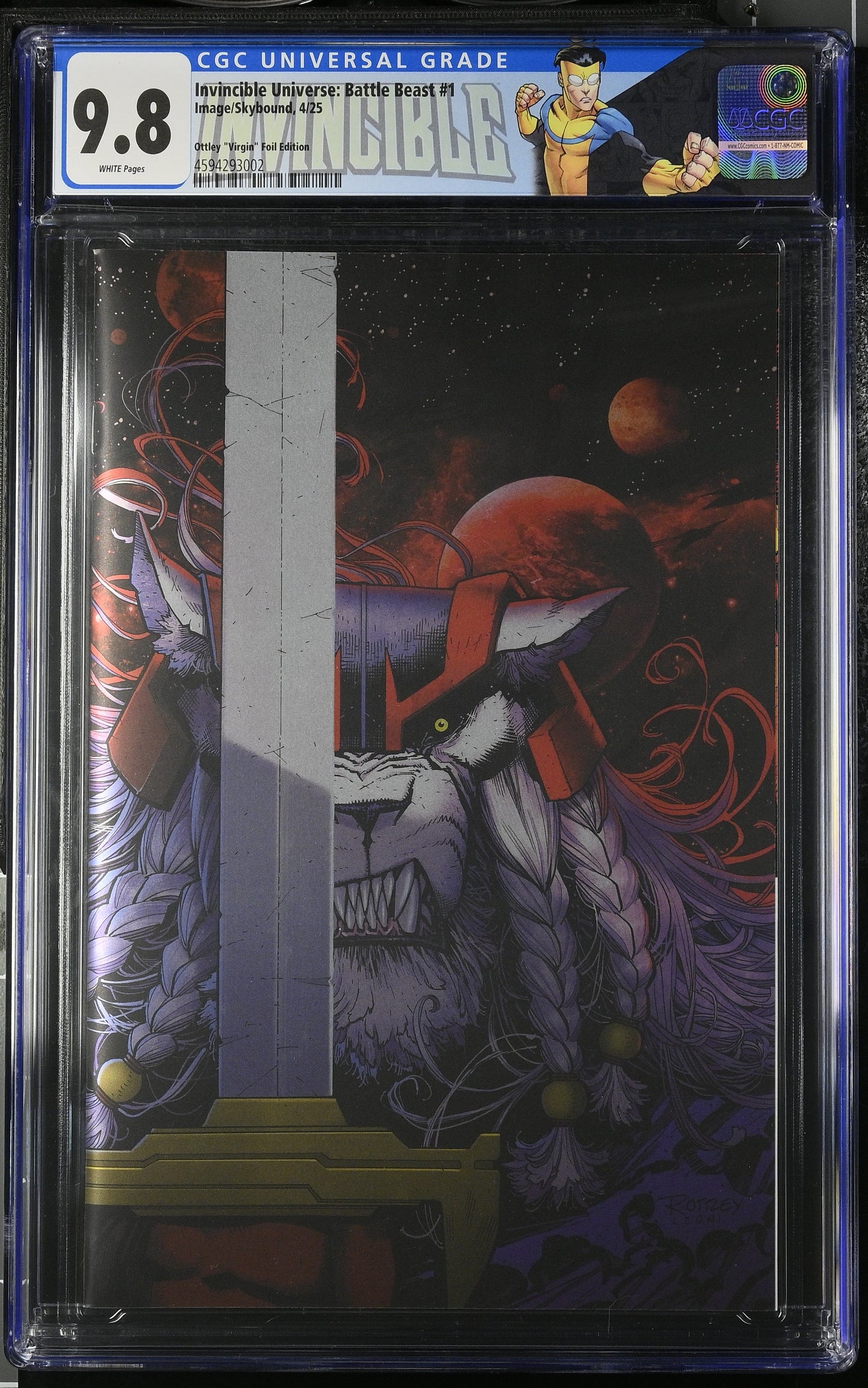 Invincible Universe Battle Beast #1 CGC 9.8 1:1000 Ottley Virgin Foil with Label