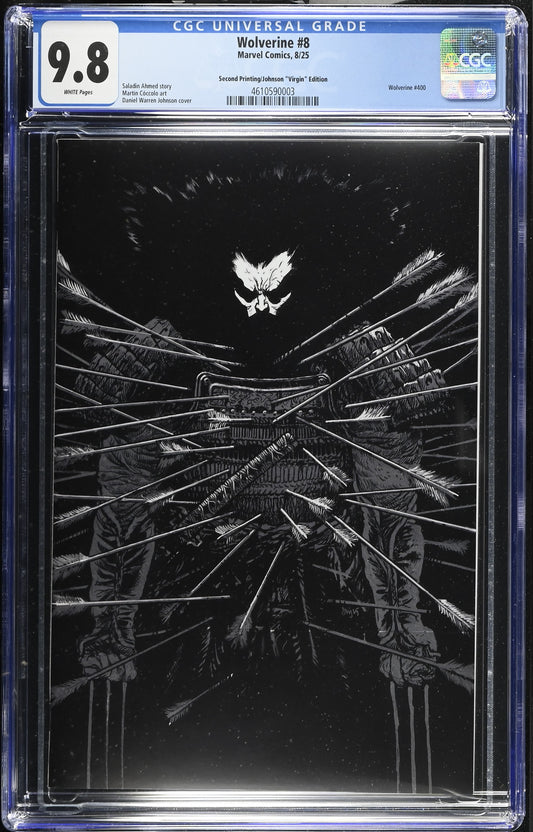 Wolverine #8 CGC 9.8 1:25 VIRGIN 2nd Print Johnson Variant Marvel 2025