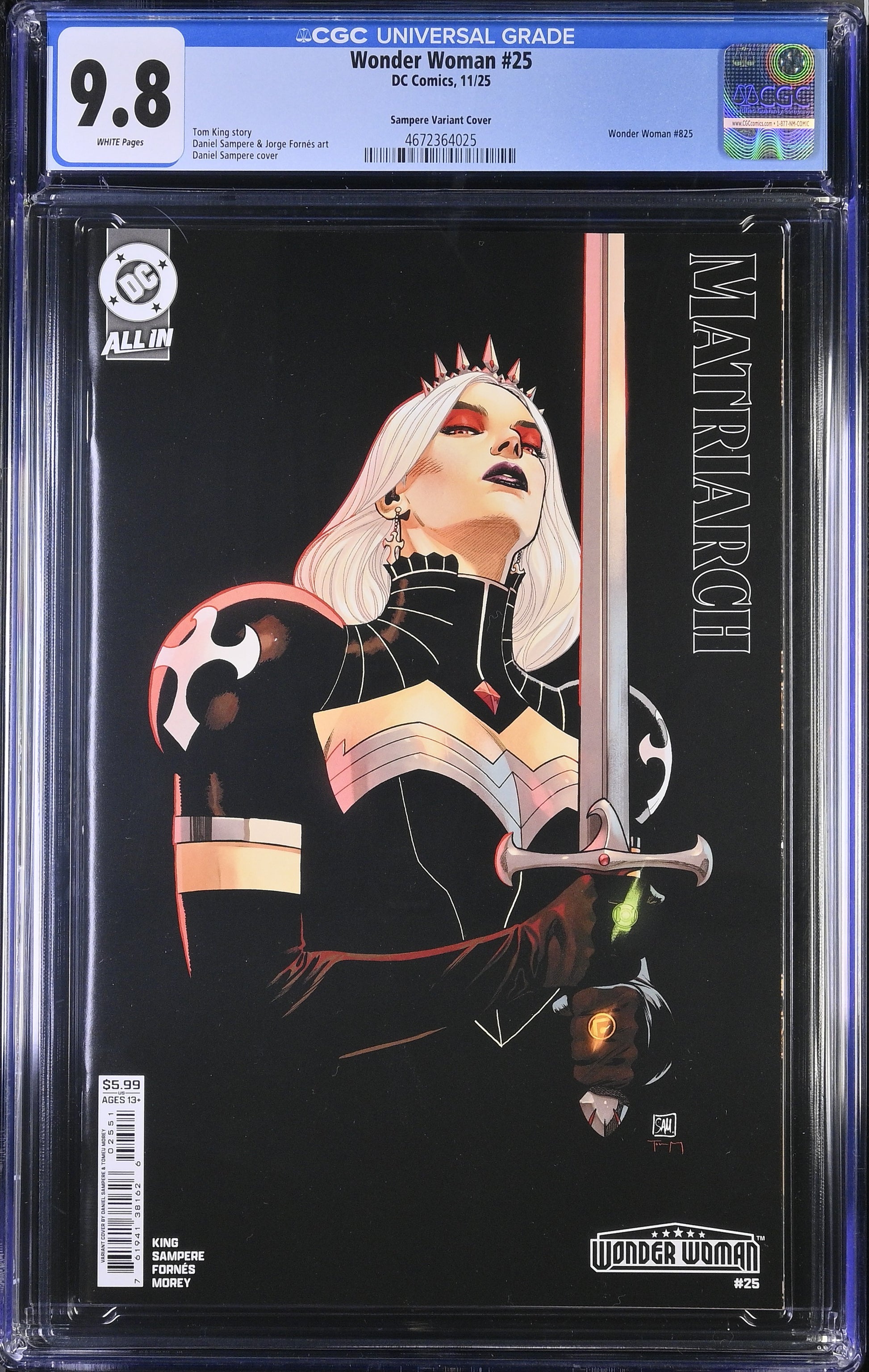 Wonder Woman #25 CGC 9.8 Cover D Sampere Matriarch Variant DC 2025 - grayskullhobbies.com