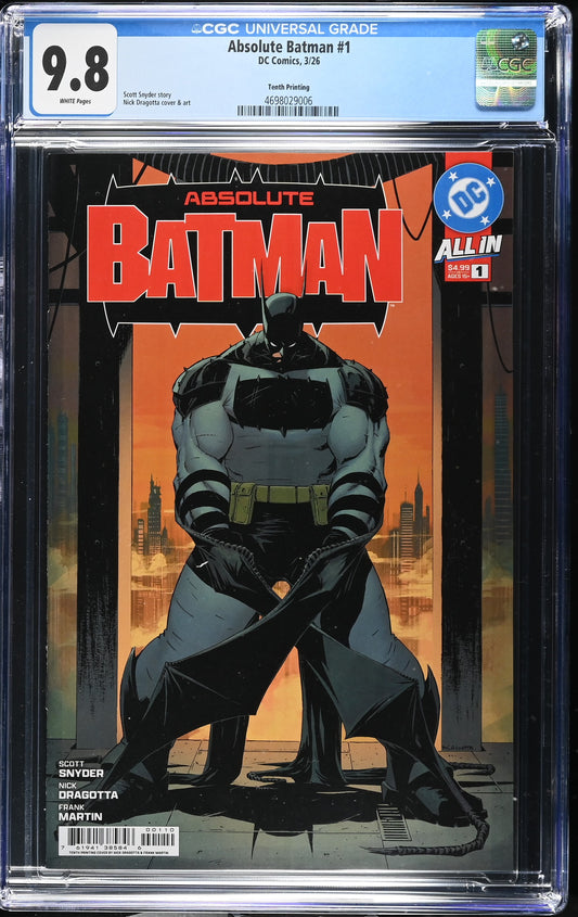 Absolute Batman #1 CGC 9.8 10th Print Cover A Dragotta Variant DC Comics 2026